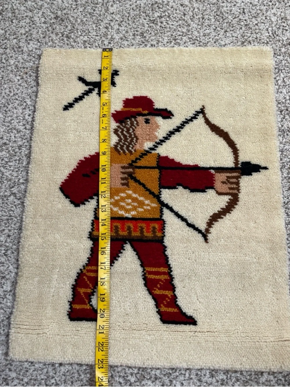 Vintage Archer Wall Art Wool Rug tapestry zodiac Sagittarius collectible